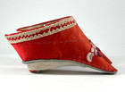 Antique Pair Chinese Lotus Shoe Red Silk Handmade Foot Binding Bound Embroidered