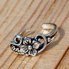 Gift For Her Solid Metal Women s Beautiful Adjustable Flower Toe Ring 925 Silver