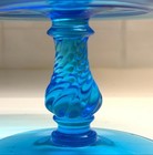 Vintage Early Fostoria 2327 Royal Blue Cobalt Glass Cake Stand 8    Pedestal-glows