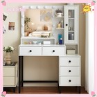 11 Led Bulbs Makeup vanity Set Dressing Table Lighted Mirror White dresser Desk