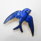 Blue Bird Enamel Swallow In Flight Vintage Figural Brooch Pin