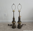 Vintage Pair Of Stiffel 5112 Brass Urn Table Heavy Lamps 30  Tall Without Shade