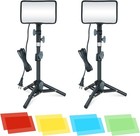 2 Pack Led Video Light Photography Lighting Kit With Tripod   Colored Filters