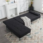 89 4  L-shaped Convertible Sofa Bed Reversible Chaise Full Sleeper Black Fabric