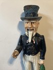 Vtg Uncle Sam Mechanical Coin Bank Cast Iron Metal Working Condition