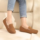  Women s Genuine Suede Moccasin Slippers Fluffy Cozy House Shoes 6-6 5 Chestnut