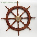 Large 36  Boat Ship Wooden Steering Wheel Brass Center Nautical Wall Decor New