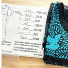 Vintage Mexican Embroidered Huipil Dress Black Turquoise Bird Floral Boho Size L