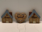 Vtg 90s Set Of 3 Wood Home Sweet Home Wall Hanging Folk Art Heart Cottage Core