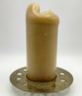 Vintage Solid Brass Stars 3  Pillar Candle Holder Boho Decor Patina 