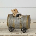 Primitive Pig And Sheep Riding In Can Resin Figurine - Rustic Farmhouse