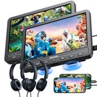 2x10 1  Car Headrest Monitor Tv Dual Dvd Player Usb Sd With Headset Rechargeable