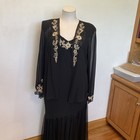 R   M Richards Mother Of Bride Size 16 Black W  Gold Jacket   Long Dress Suit