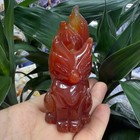 3 2  Natural Red Agate Carved Nine-tailed Fox Reiki Crystal Decor Heal Gift