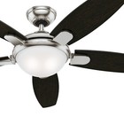 Hunter 54 In  Contemporary Ceiling Fan In Brushed Nickel With Led Light   Remote