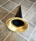 Antique Large Edison Cylinder Phonograph Horn Black Metal   Brass 30  Long