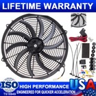 16inch Electric Radiator Cooling Fan Thermostat Kit 3500 Cfm Reversible Push 12v