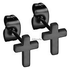 2-6pcs Men Women Stainless Steel Cross Charm Ear Stud Earrings Jewelry 8-12mm