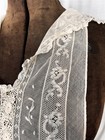 Antique Lace Dicky Collar White Embroidered Irish Crochet Original 19thc 