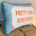 Pretty Girls Read Books Decorative Needlepoint Pillow Nwt