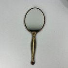 Vintage Gold Vanity Hand Mirror Floral White And Gold Art Deco