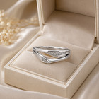 925 Silver Wave Ring  Split Band Cz Ring  Minimalist Gold Wedding Band  Modern P