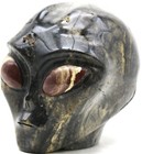 Incredible Crystal Alien Head Skull Red Jasper Eyes Art Paperweight Sculpture