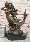 Mermaid Bronze Statue Sculpture Female Figurine Mythical Fantasy Home Decor