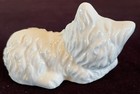 Vintage White Ceramic Sleeping Cat Figure Lating Down All White Precious Kitten