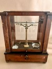 Antique Voland   Sons Jewelers Diamond Carat Balance Scale Weights Wood Glass
