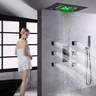 Thermostatic Shower Faucet Set Led Rain waterfall Head Combo Massage System Kit