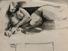 Cubism Modern Boudoir Charcoal And Pencil Drawing Figure Original Signed 11x14