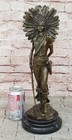 Bronze Marble Sculpture Native American Indian Warrior Figurine Statue Figure
