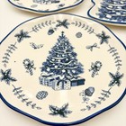 Potters Studio Blue White Christmas Tree Holiday Plates Set Of 3 Ceramic