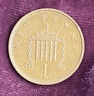 Vintage Antique Original Rare Coin Elizabeth Ii Uk 1 New Penny 1974 Dg Reg F D