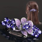 Rhinestone Flower Barrette Spring Hair Clip Crystal Metal Horsetail Ponytail Pin