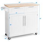Rolling Kitchen Cart Island Heavy Duty Storage Trolley Cabinet Utility White