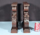 14  Tall French Antique Solid Oak Wood Pedestals Highly Carved Salvage