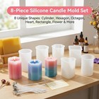 Silicone Candle Molds Set  Reusable Easy Release  8 Different Shapes White