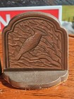 Vintage Cast Metal Bird Bookends Set Bronze Tone Patina Rustic Woodland Decor
