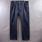 Levis 501 Jeans Mens 38x32 Black Denim Pants Dark Wash Faded Workwear Button Fly