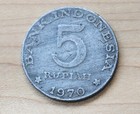 1970 Indonesia 5 Rupiah Black Drongo Bird