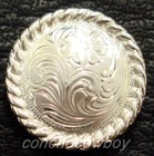 Set Of 6 Western Bright Silver Round Rope Edge Saddle Conchos 5 8  Screw Back