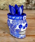 Day Of The Dead Aztec Warrior Sugar Skull Puebla Handmade Mexico Folk Art Sm Sz