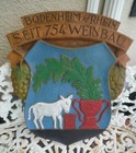Vintage Bodenheim A rhein Germany  Large Heavily Carved Wood City Seal Sign 