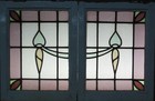 Edwardian Pair Of Old English Stained Glass Windows 16 75  X 21 75 