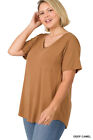 Womens Short Sleeve T-shirt V-neck Tunic Top Long Loose Blouse W  Pocket S-3x