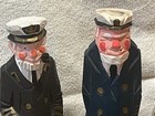 4 Hand Carved Wood Figures Captain Sailor  salts  Pirate Nautical Decor Vintage