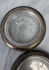 Vintage Crystal Glass Silver Plate Coaster ashtray Set By Leonard Italy Set Of 4