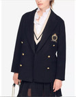 Sandro Navie Chest Patch Wool-blend Double-breasted Blazer In Black 34 Fr
